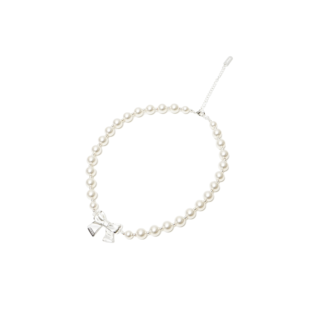 Numbering Ribbon Pearl Bead Necklace