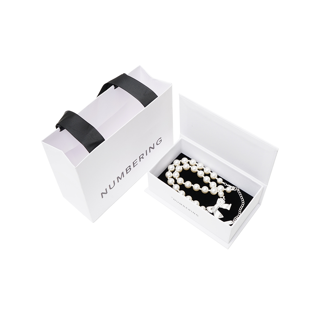 Numbering Ribbon Pearl Bead Necklace