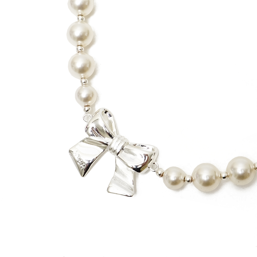 Numbering Ribbon Pearl Bead Necklace