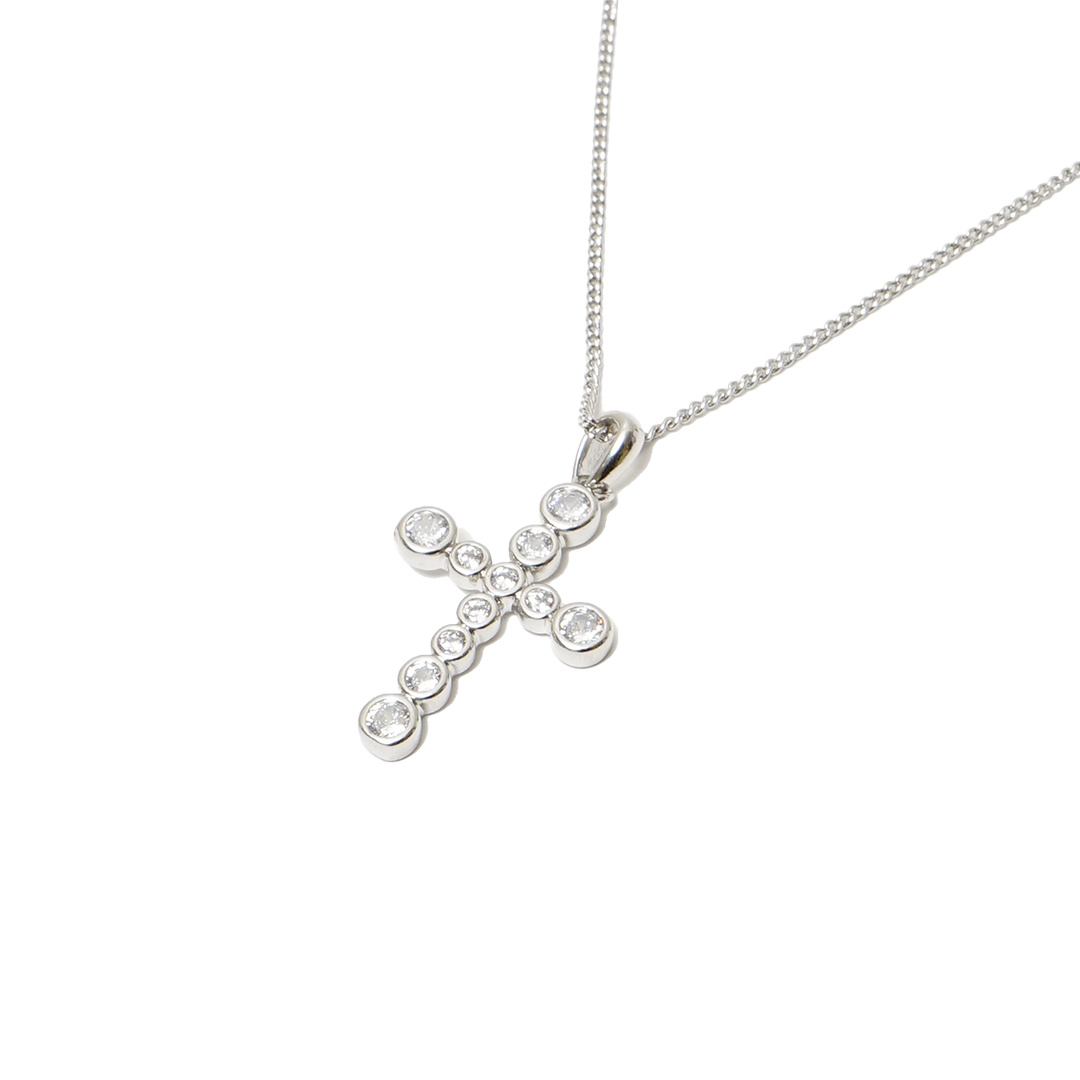 Numbering Round Brilliant Gradient Cross Necklace