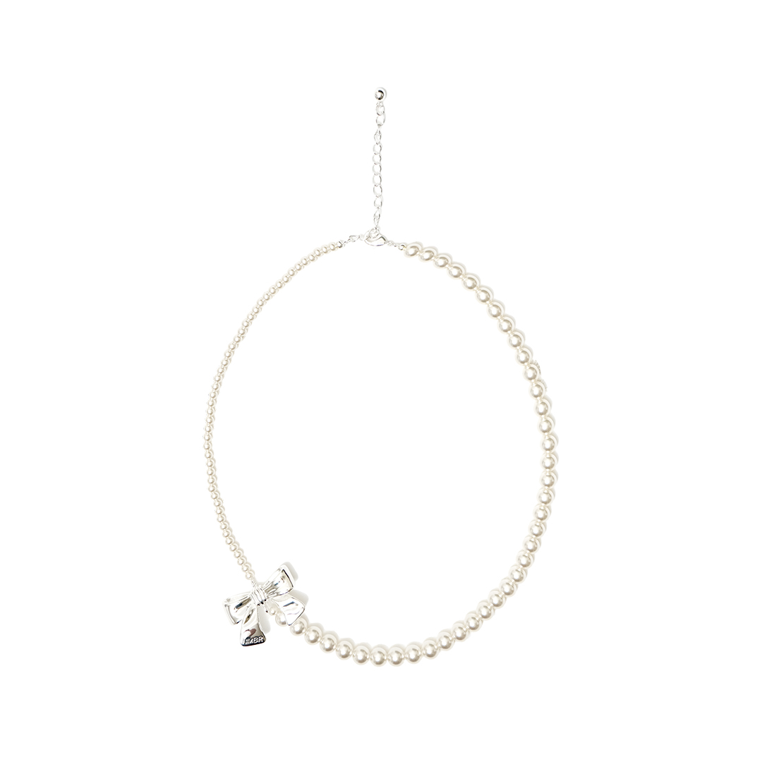 Numbering Ribbon Gradient Pearl Necklace