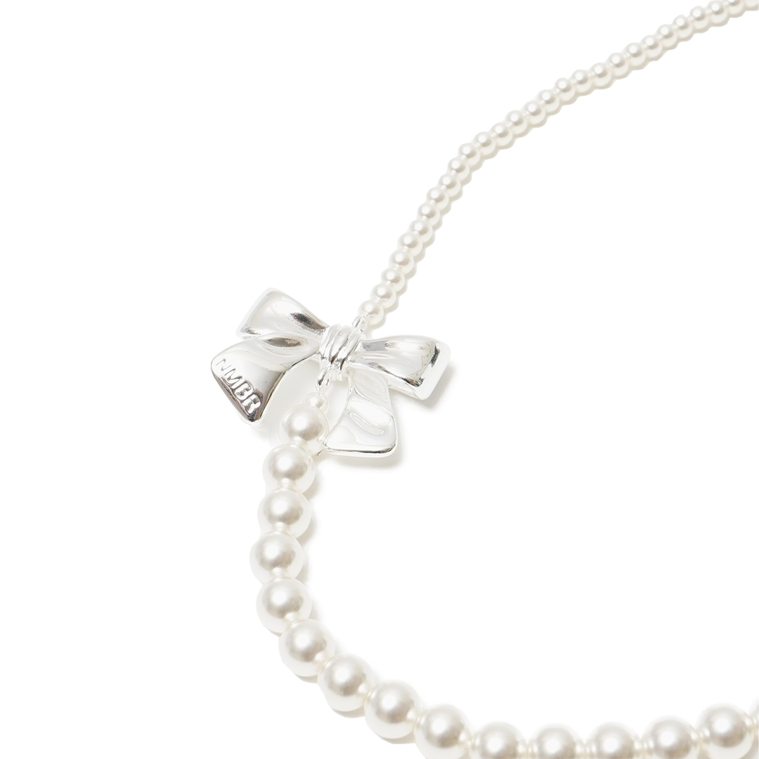 Numbering Ribbon Gradient Pearl Necklace
