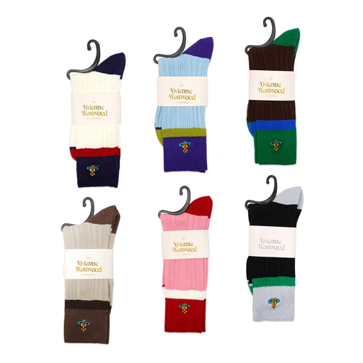 Image of Vivienne Westwood Color Block Logo Mid Socks