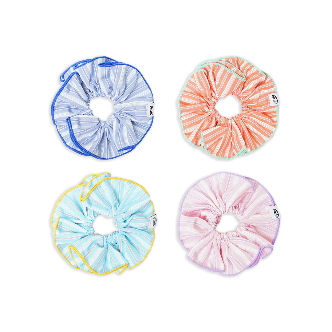 Emis Pin Stripe Double Layers Scrunchie