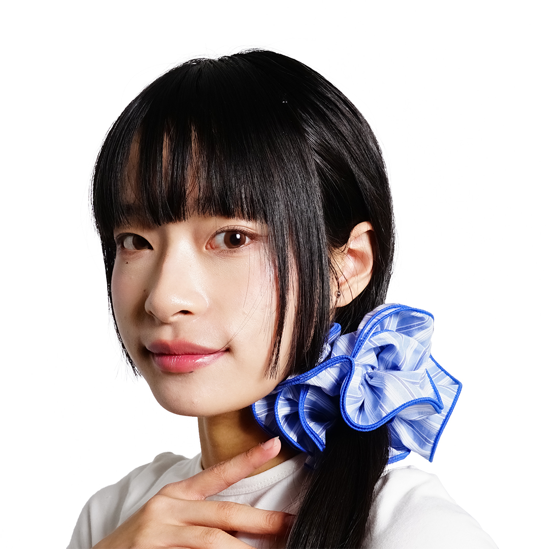 Emis Pin Stripe Double Layers Scrunchie