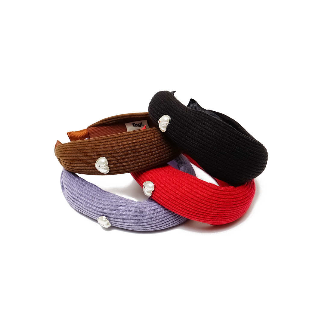 Tagi Wide-Brimmed Knitted Pearl Headband