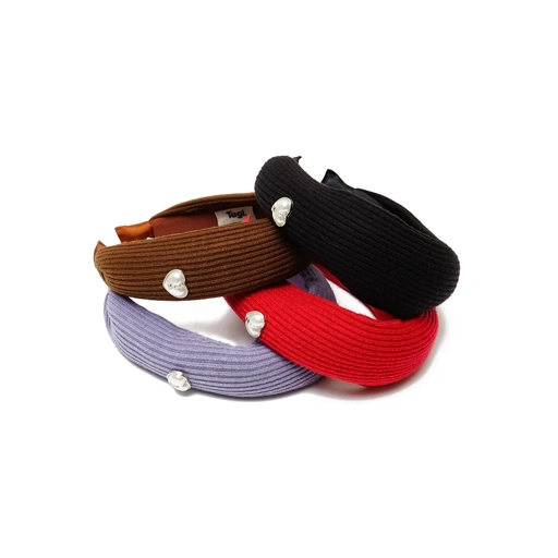 Image of Tagi Wide-Brimmed Knitted Pearl Headband