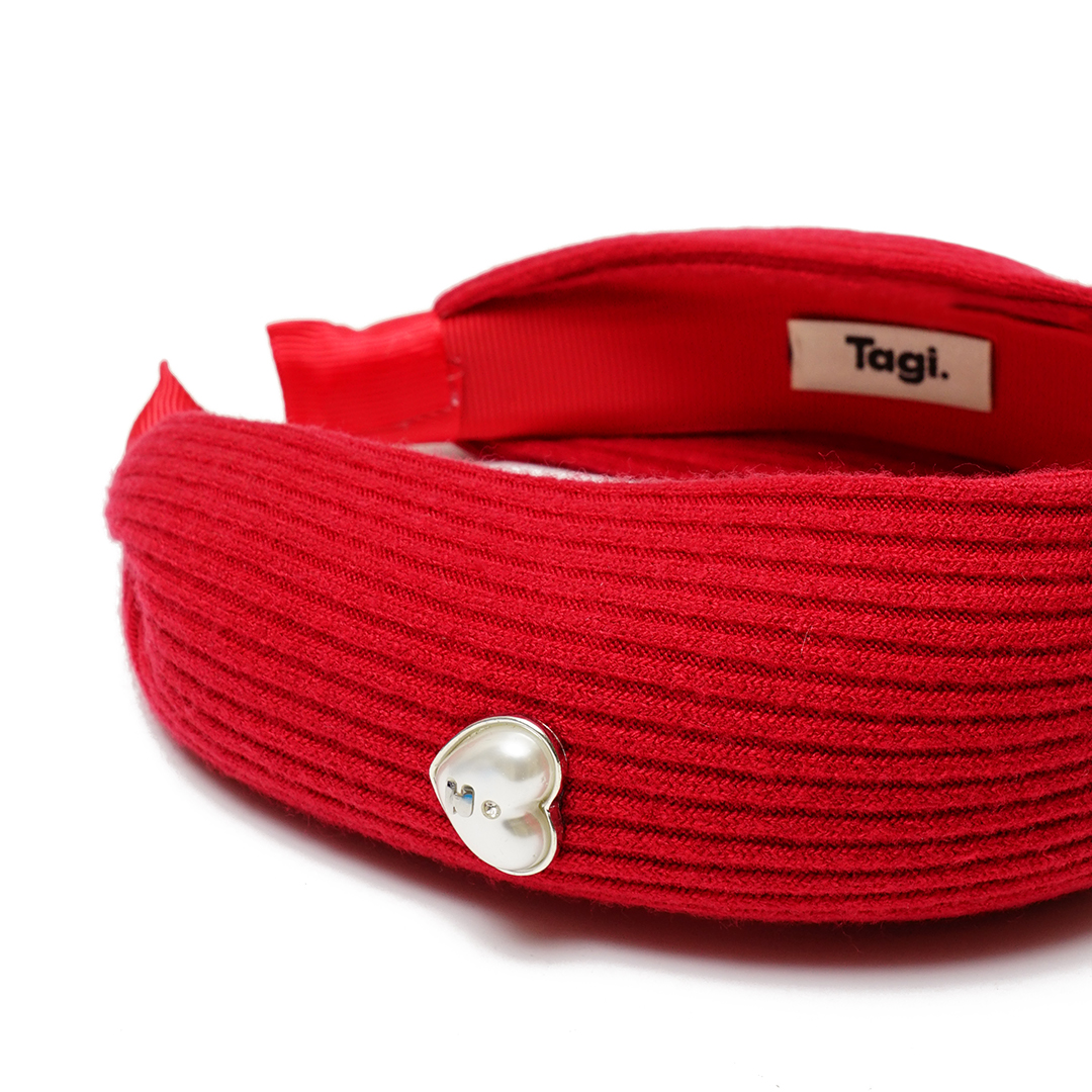 Tagi Wide-Brimmed Knitted Pearl Headband