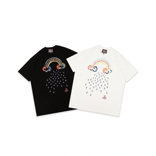 Image of Vivienne Westwood Rainbow Glitter Graphic T-Shirt