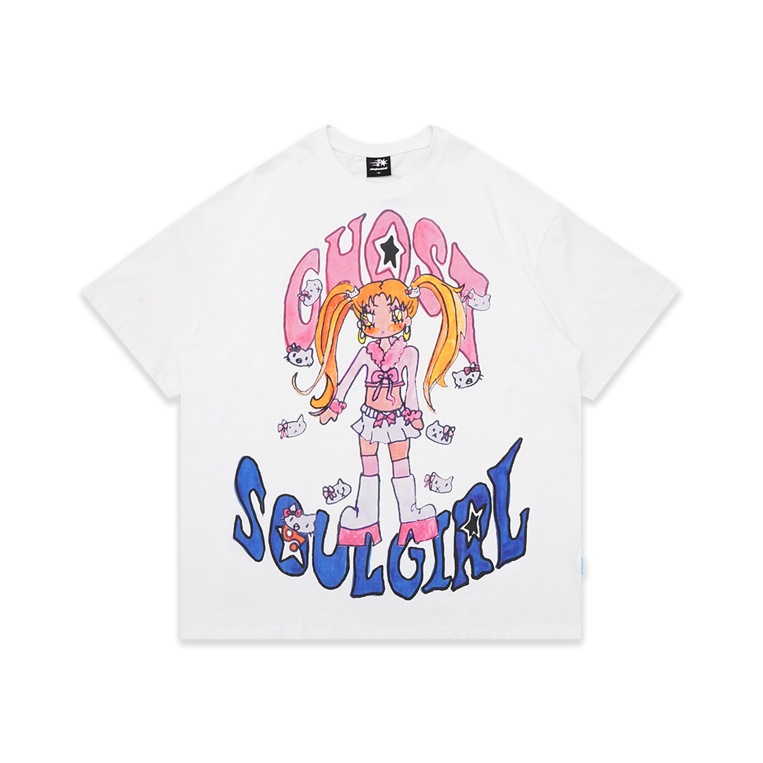 Nice Ghost Club x Soulpusssy Cat Ghost Soul Girl Gyaru Big T-Shirt