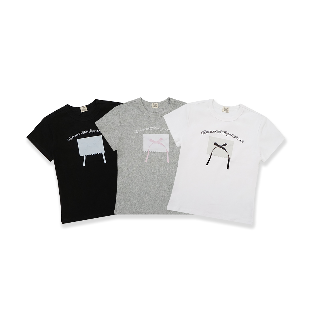 Letter From Moon Ribbon Letter Slim T-Shirts