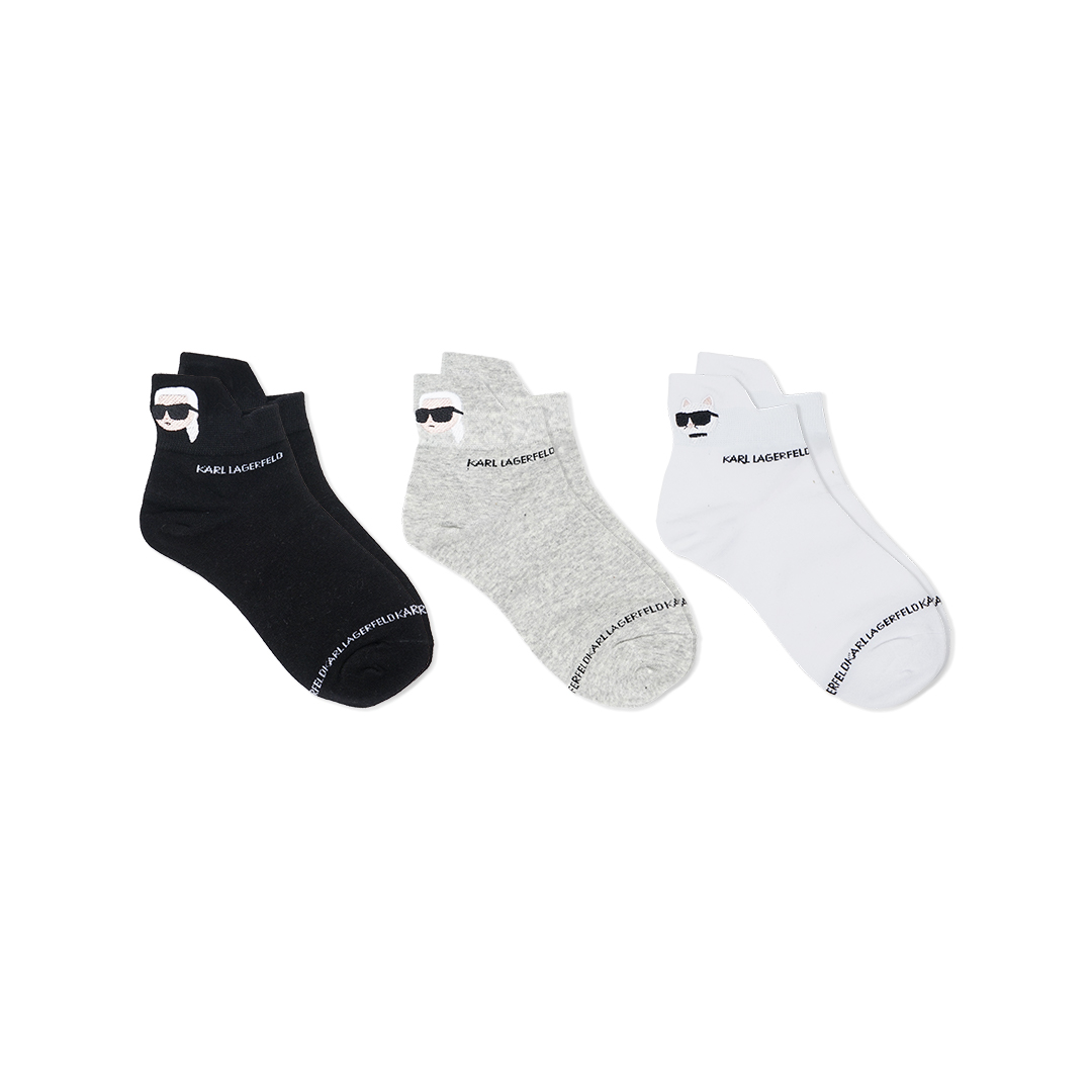 Karl Lagerfeld Ikon Ankle Cuff Socks 3-Pack