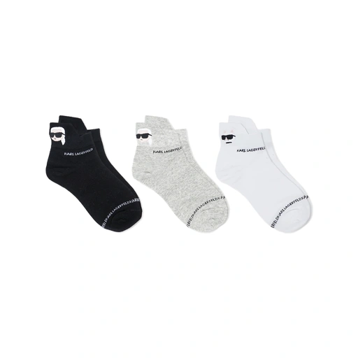 Image of Karl Lagerfeld Ikon Ankle Cuff Socks 3-Pack