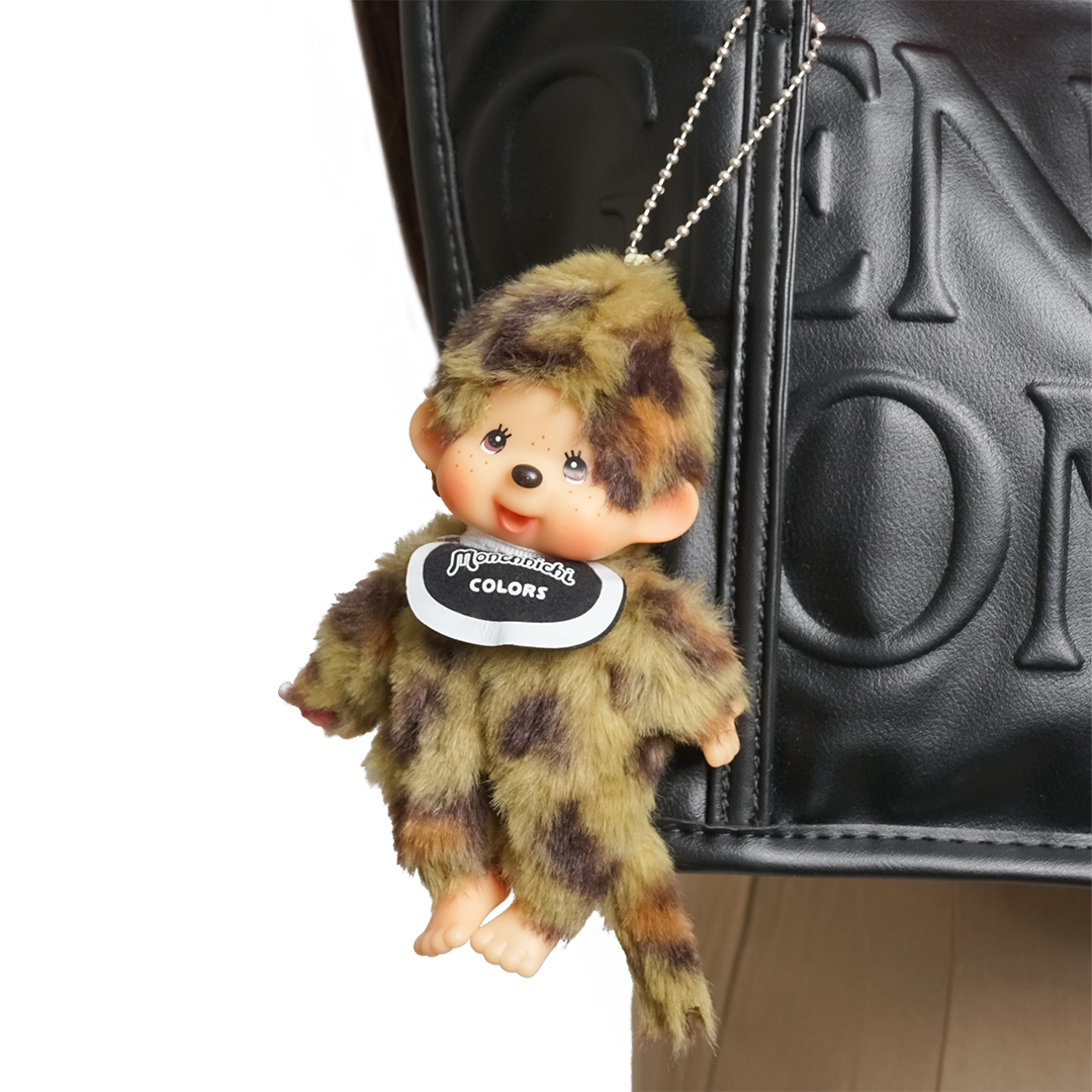 Monchhichi Leopard Pattern Plush Keychain Bag Charm
