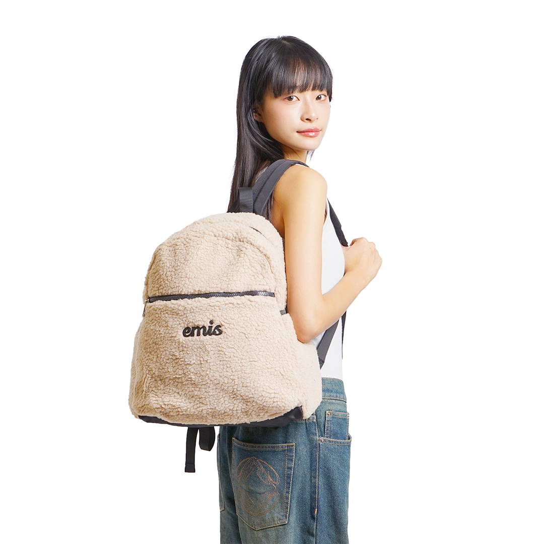 Emis Shearling Logo Backpack