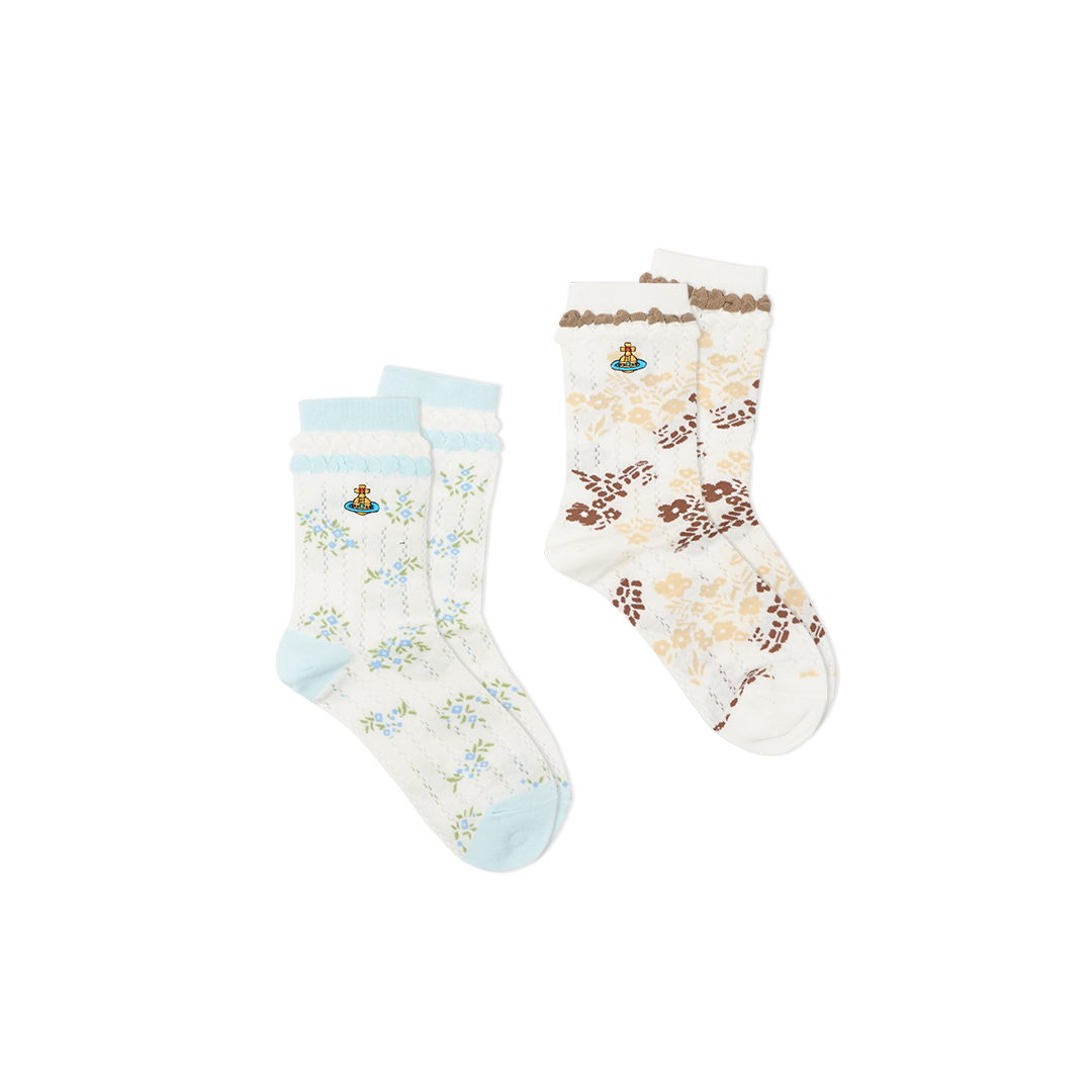 Vivienne Westwood Floral Double Ruffles Mid Socks