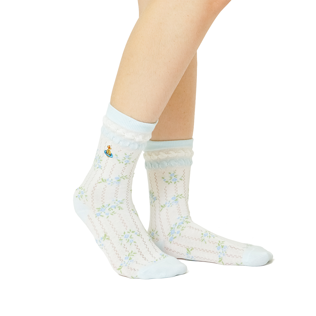 Vivienne Westwood Floral Double Ruffles Mid Socks