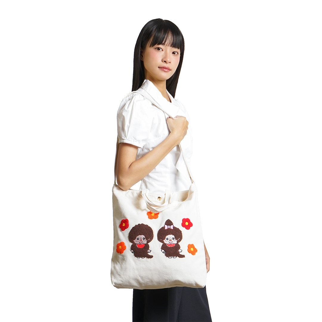 Monchhichi Chenille Embroidery Tote Bag