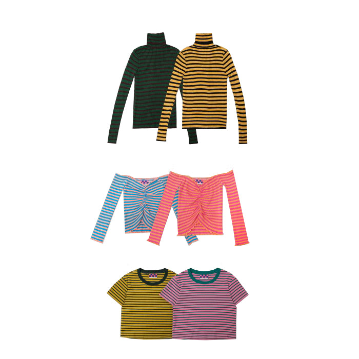 Biyas Horizontal Stripes Knit T-Shirt