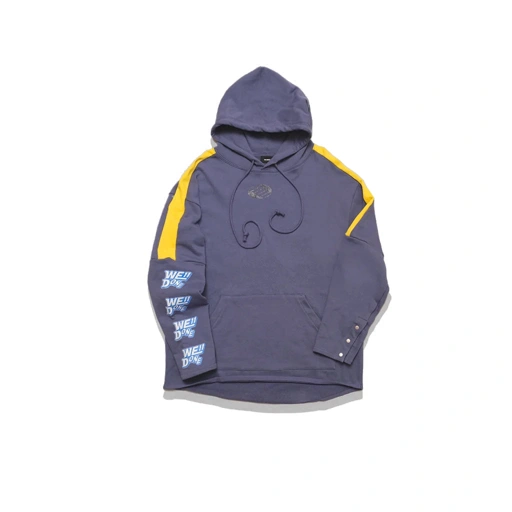 Image of We11done Paneled Construction Hoodie Blue