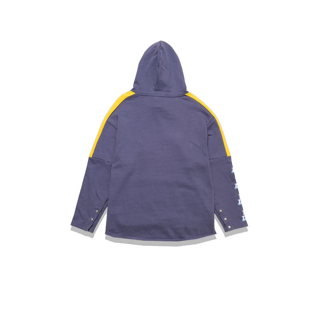 We11done Paneled Construction Hoodie Blue