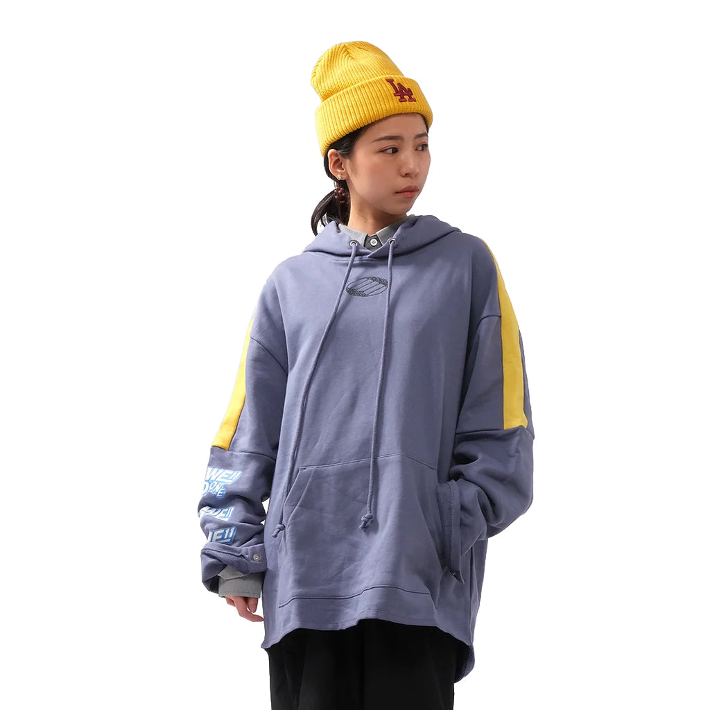 We11done Paneled Construction Hoodie Blue