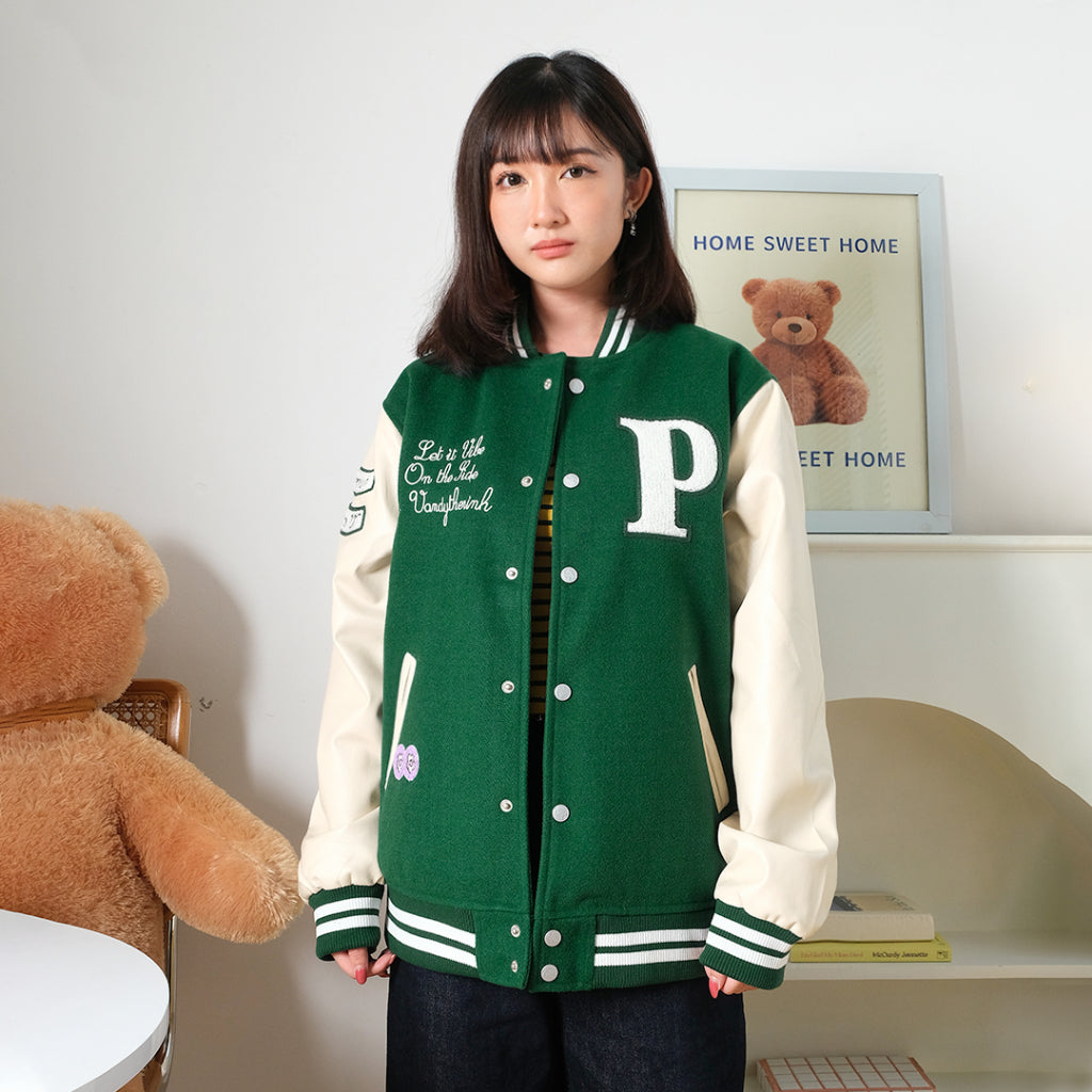 Vandy The Pink Flower Varsity Jacket