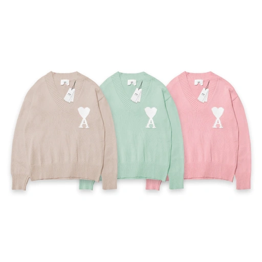 Image of 4M1 White Heart Knitted V-Neck Sweater
