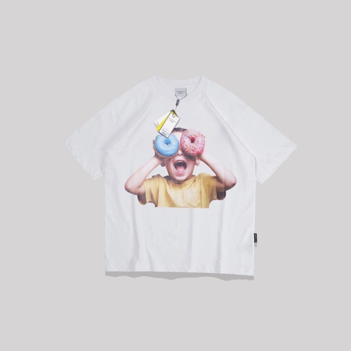 Image of ADLV Baby Blue Pink Donut T-Shirt White