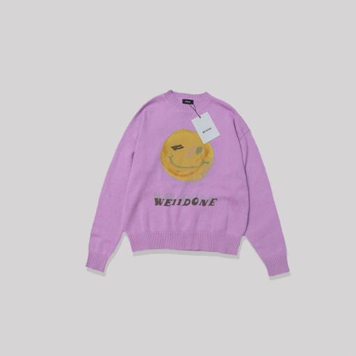 Image of We11done Printed Knit Sweater Purple