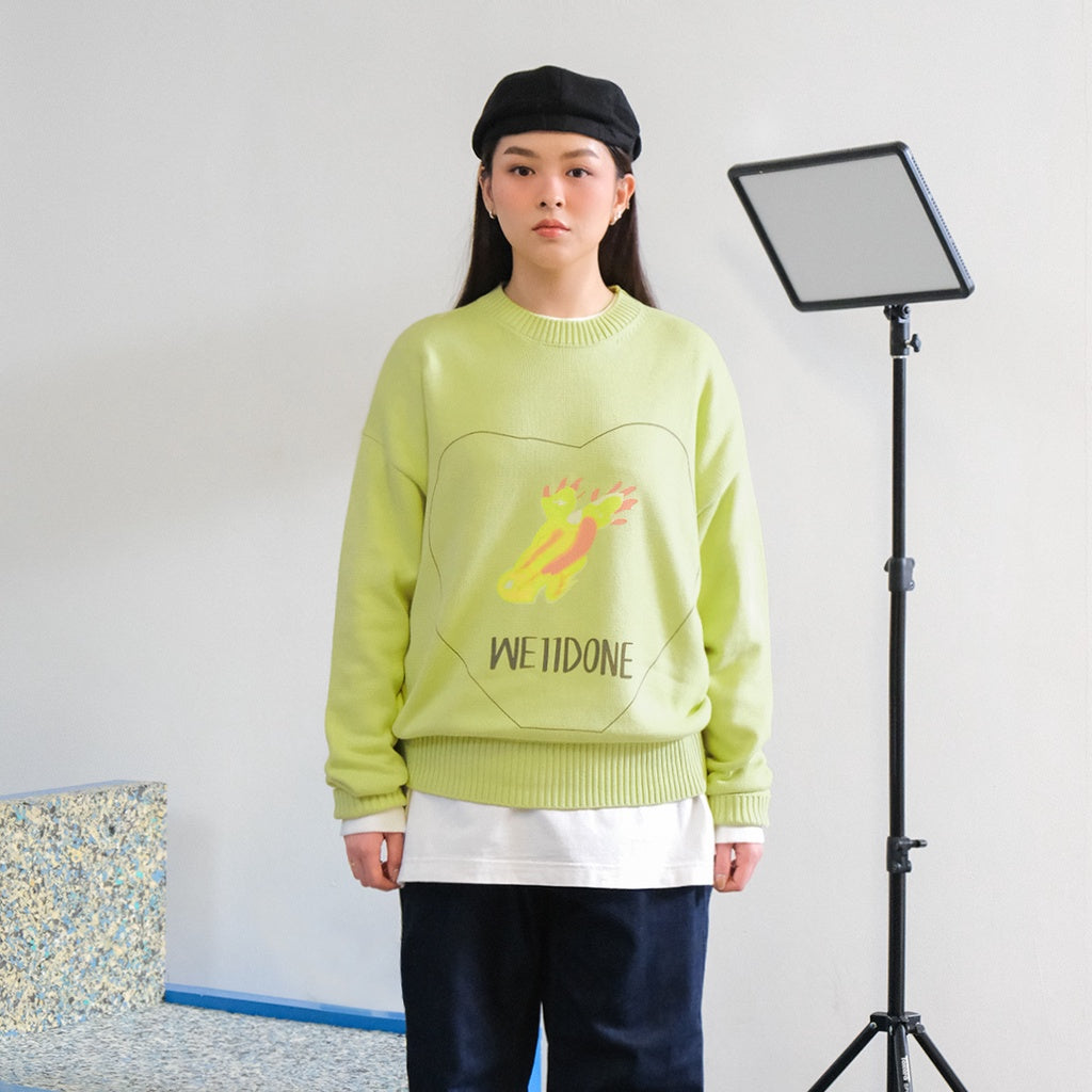 We11done Printed Knit Sweater Lime