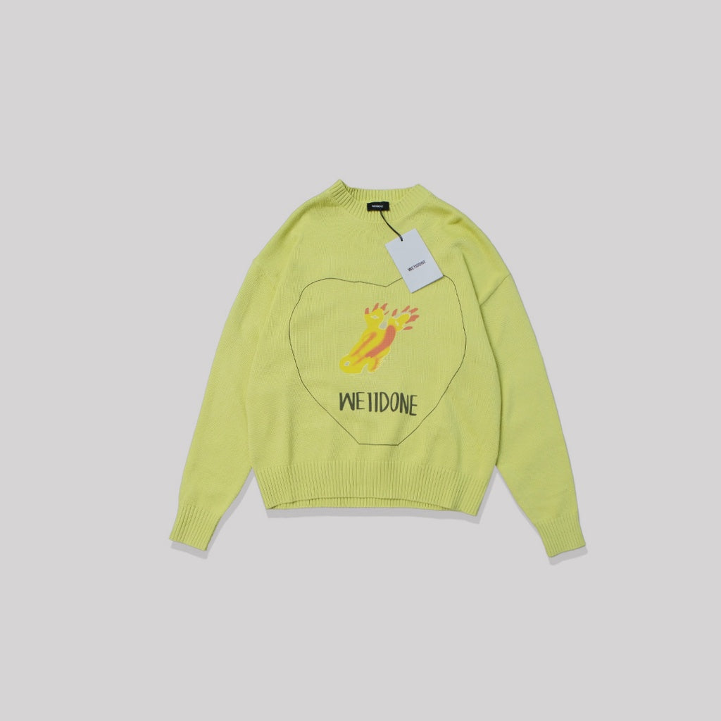 We11done Printed Knit Sweater Lime