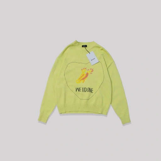 Image of We11done Printed Knit Sweater Lime