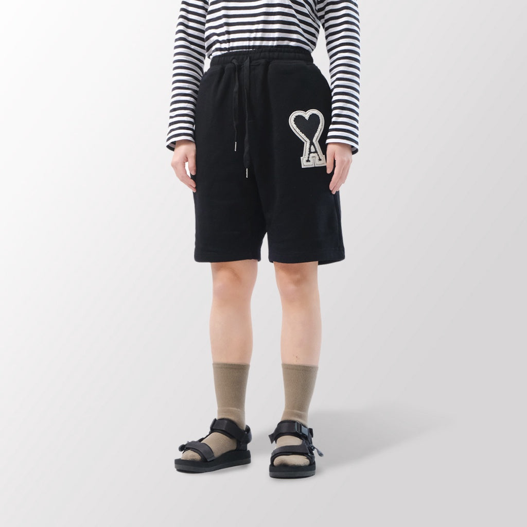 AMI Big Heart Patch Shorts Black
