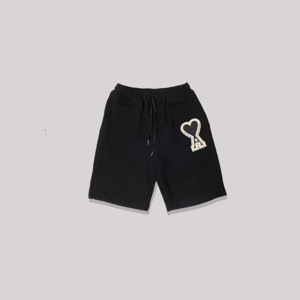AMI Big Heart Patch Shorts Black