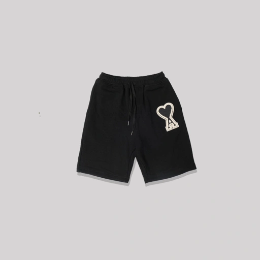 Image of AMI Big Heart Patch Shorts Black