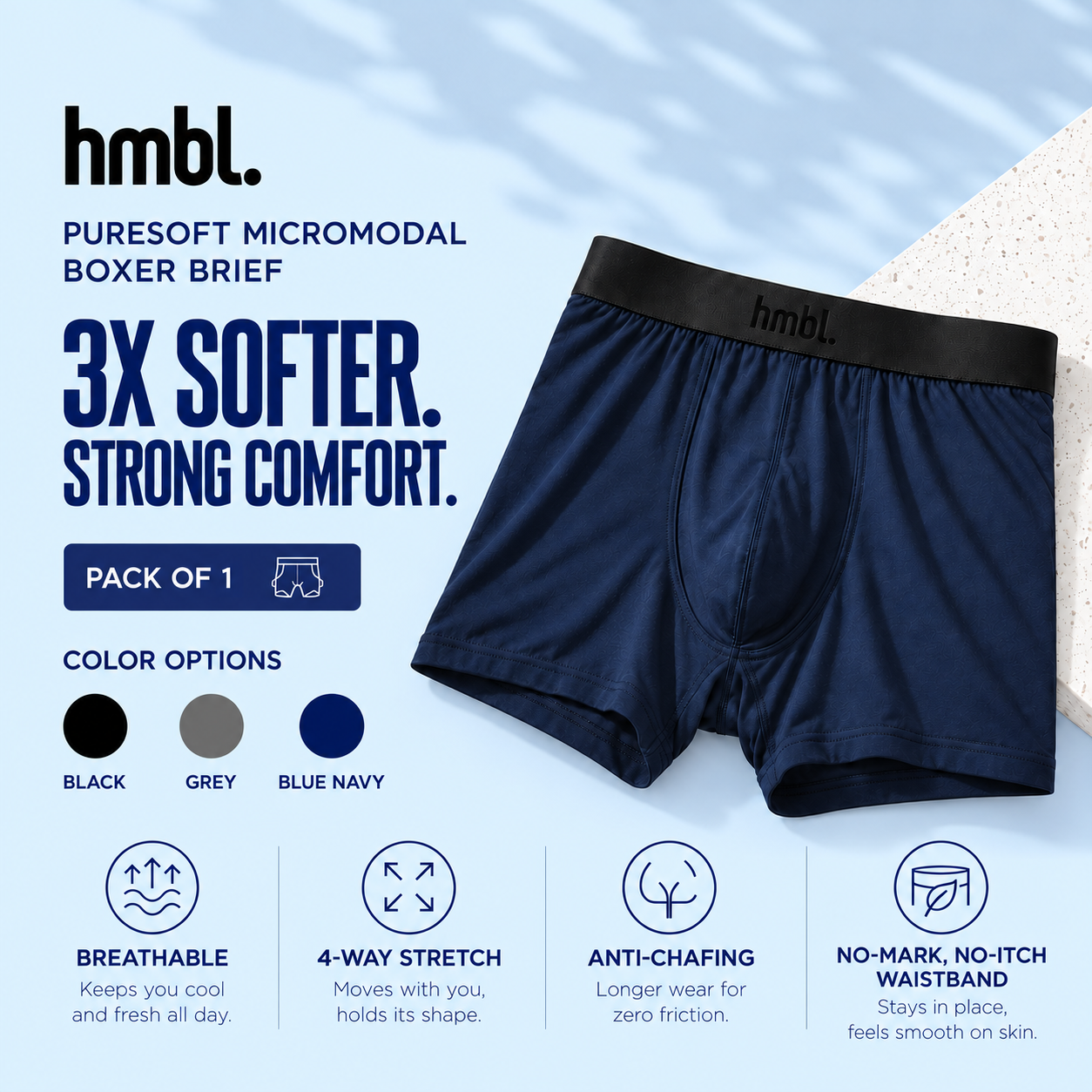 (PACK OF 1) hmbl Men MicroModal Boxer Brief