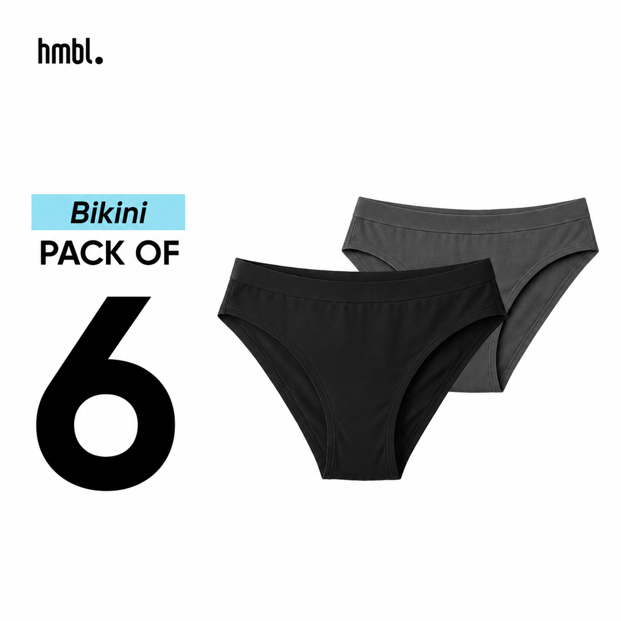 hmbl Woman's Puresoft Modal Bikini 6 PCS, Celana Dalam Wanita (S-XL)