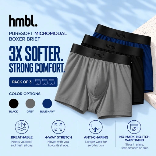 (PACK OF 3) hmbl Men MicroModal Boxer Brief