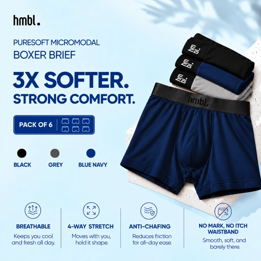 (PACK OF 6) hmbl Men MicroModal Boxer Brief