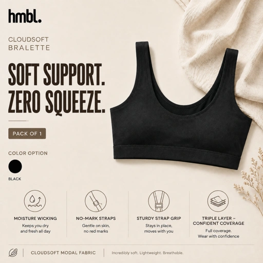 Comfort Daily Bralette Wanita 1 PC , Modal Innerwear, Nyaman, Premium, Soft, Lightweight, Loungewear, Sleepwear
