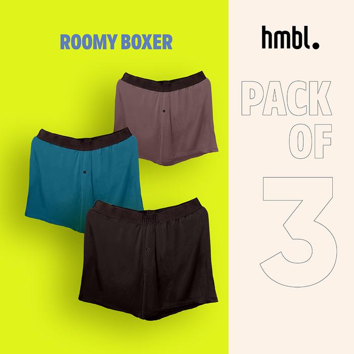 Roomy Boxer 3 PC Celana Dalam Pria, Micro Modal Underwear, Nyaman, Premium, Soft Mens Underwear, Premium CD, Breathable, Original, Anti slip, Dewasa, Sexy, Cool, Loungewear, Sleepwear