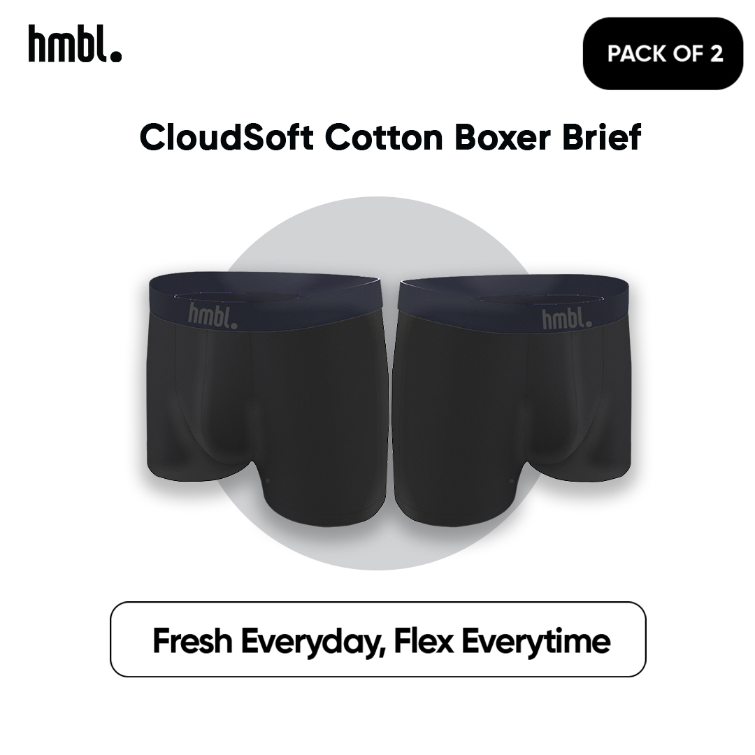 (PACK OF 2) hmbl Men CloudSoft Cotton Boxer Brief