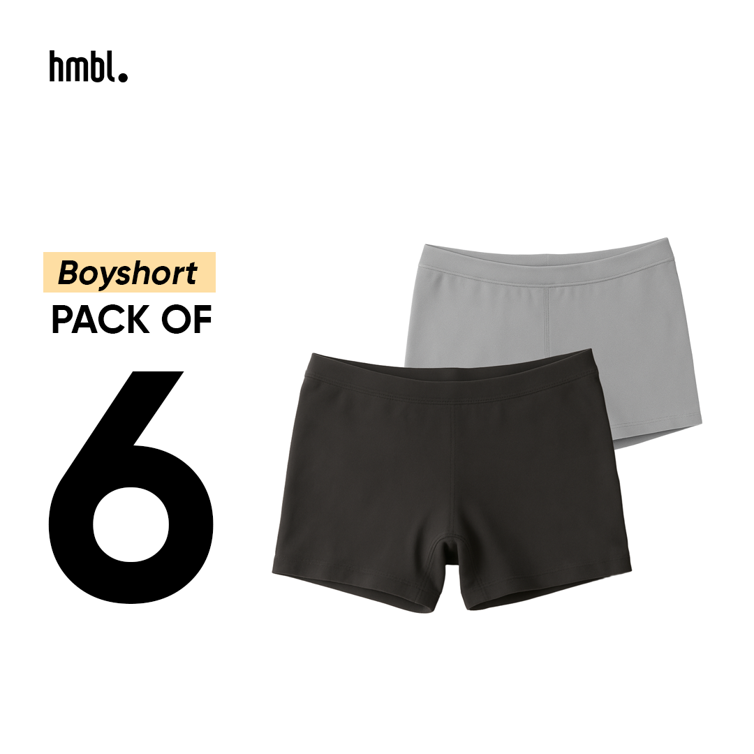 hmbl Woman's Puresoft Modal Boyshort 6 PCS, Celana Dalam Wanita (S-XL)