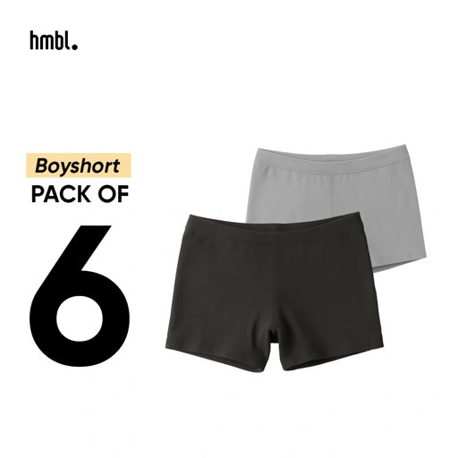 Image of hmbl Woman's Puresoft Modal Boyshort 6 PCS, Celana Dalam Wanita (S-XL)