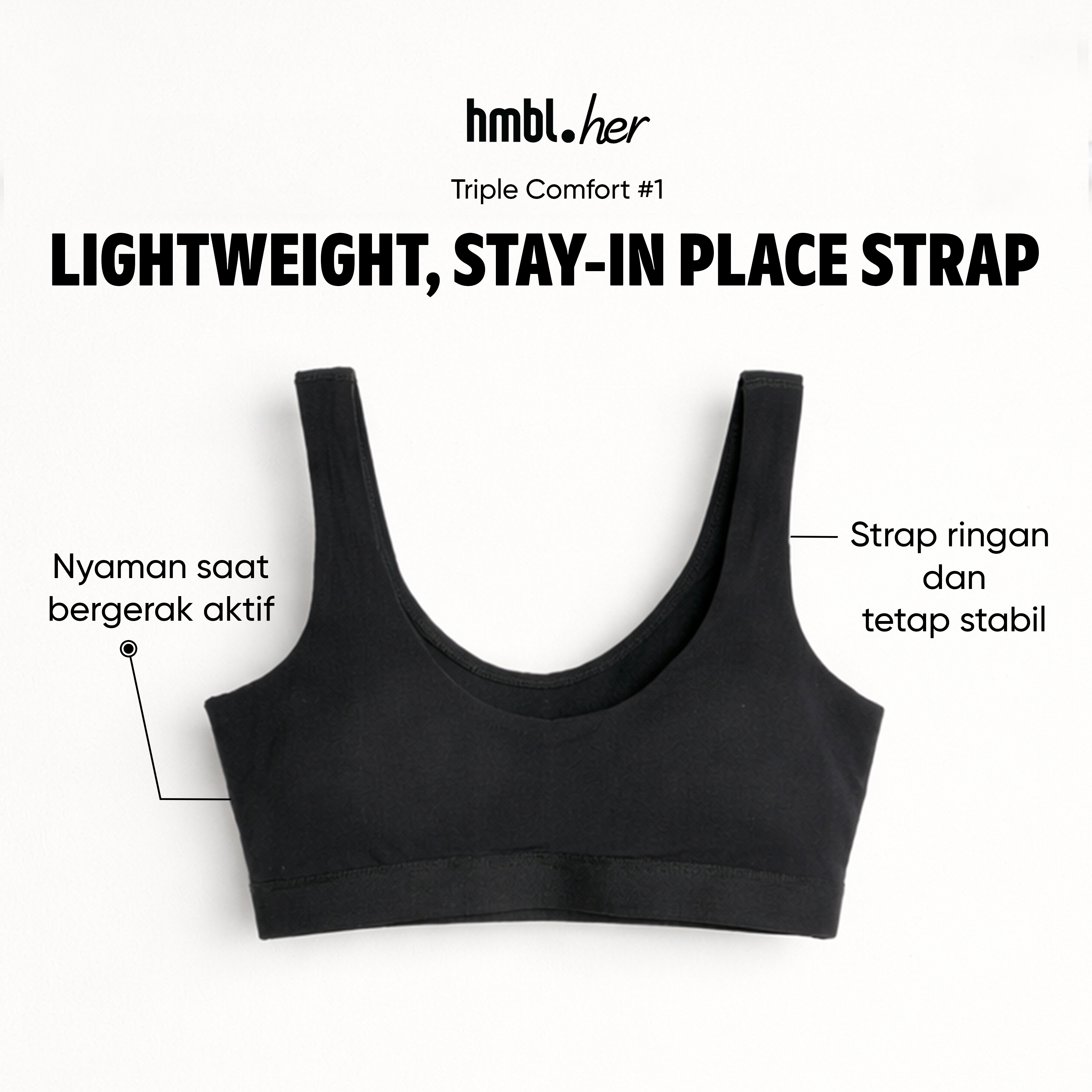 Comfort Daily Bralette Wanita 1 PC , Modal Innerwear, Nyaman, Premium, Soft, Lightweight, Loungewear, Sleepwear