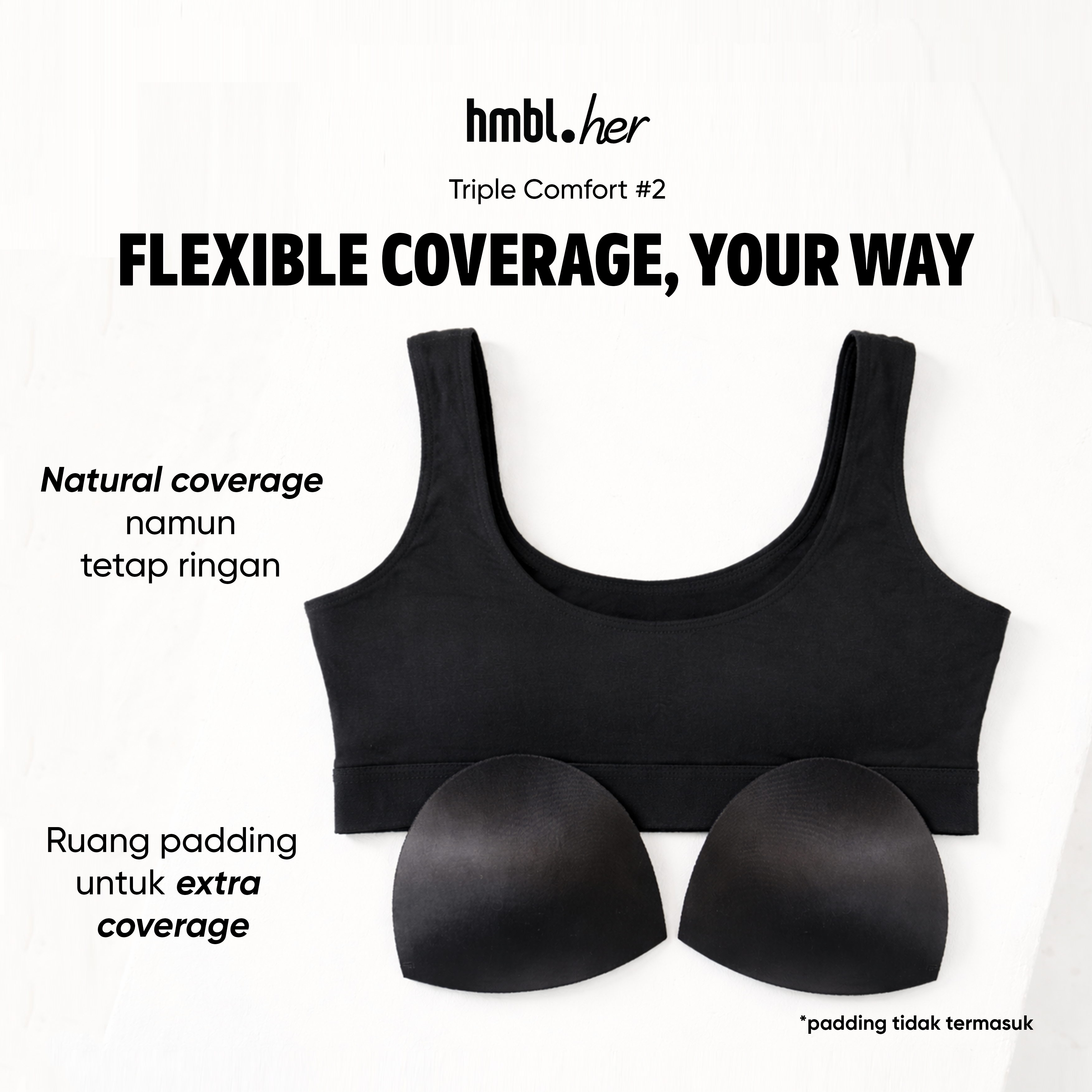Comfort Daily Bralette Wanita 1 PC , Modal Innerwear, Nyaman, Premium, Soft, Lightweight, Loungewear, Sleepwear