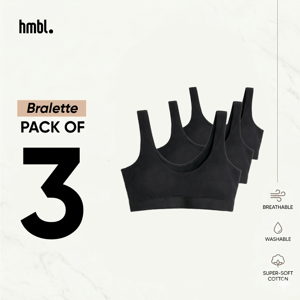 Comfort Daily Bralette Wanita 3 PCs , Modal Innerwear, Nyaman, Premium, Soft, Lightweight, Loungewear, Sleepwear