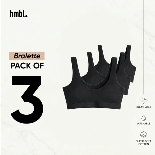 Image of Comfort Daily Bralette Wanita 3 PCs , Modal Innerwear, Nyaman, Premium, Soft, Lightweight, Loungewear, Sleepwear