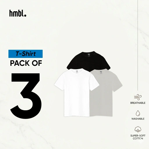 Image of hmbl Breezy Cotton T-shirt 3 PCS, Kaos Unisex Adem, 100% Cotton